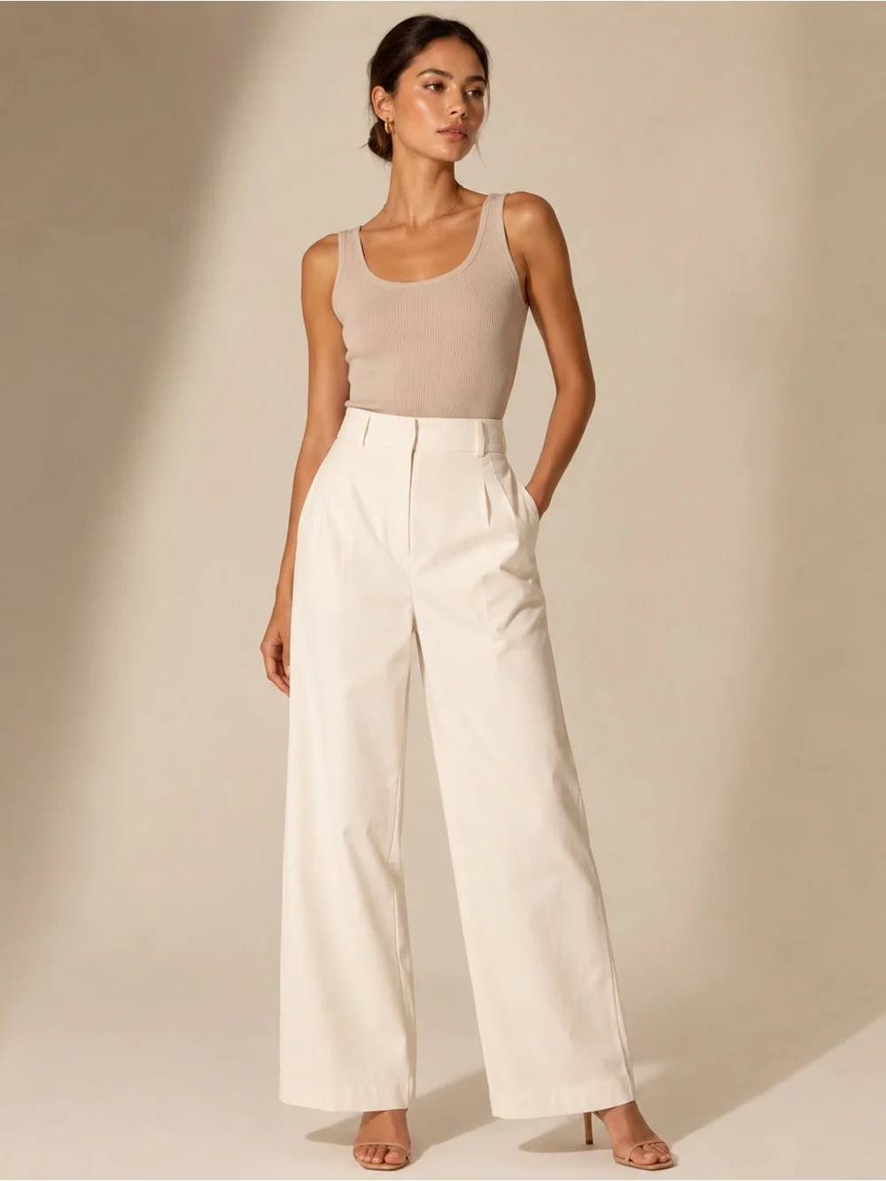 Chico's Wide-Leg High-Waist Pants in Cream